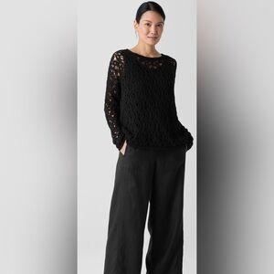 Eileen Fisher Black Crochet Top